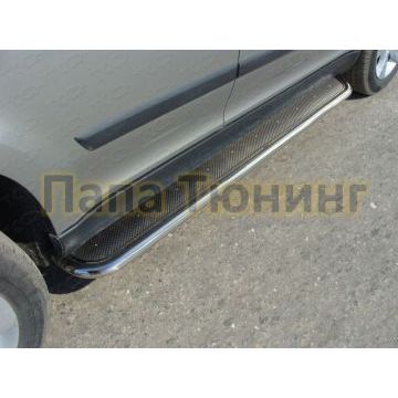 Пороги с площадкой нержавеющий лист 42 мм ТСС для Skoda Yeti 2014- Пороги с площадкой нержавеющий лист 42 мм ТСС для Skoda Yeti 2014-