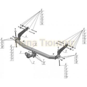 Фаркоп Avtos для SsangYong Actyon 2006-2009 Фаркоп Avtos для SsangYong Actyon 2006-2009