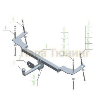 Фаркоп Avtos для SsangYong Actyon 2006-2009 Фаркоп Avtos для SsangYong Actyon 2006-2009