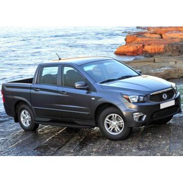 Пороги алюминиевые Rival Black-Premium для SsangYong Actyon Sports 2012-2015
