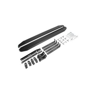 Пороги алюминиевые Rival Black-Premium для SsangYong Actyon Sports 2012-2015