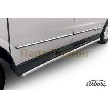 Защита штатных порогов с загибами 57 мм Slitkoff для SsangYong Actyon Sports 2012-2015