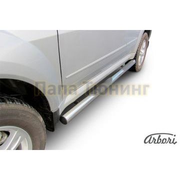 Пороги труба с накладками 76 мм Slitkoff для SsangYong Actyon Sports 2012-2015