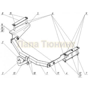 Фаркоп Avtos для SsangYong Actyon Sports 2007-2015 Фаркоп Avtos для SsangYong Actyon Sports 2007-2015