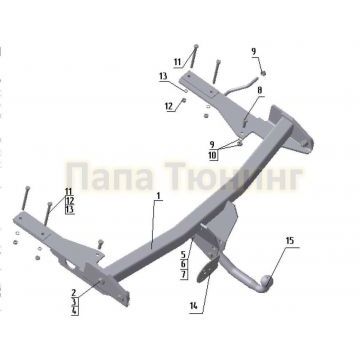Фаркоп Avtos для SsangYong Musso 1993-2006 Фаркоп Avtos для SsangYong Musso 1993-2006