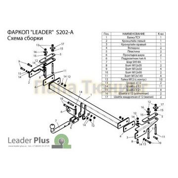 Фаркоп Лидер-Плюс для SsangYong Musso/Тагаз Road Partner 1993-2011