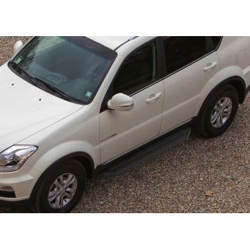 Пороги алюминиевые Rival Black-Premium для SsangYong Rexton 2/3 2007-2015