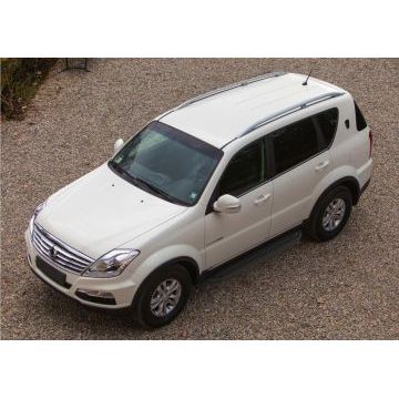 Пороги алюминиевые Rival Black-Premium для SsangYong Rexton 2/3 2007-2015