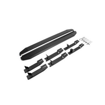 Пороги алюминиевые Rival Black-Premium для SsangYong Rexton 2/3 2007-2015