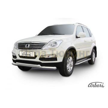 Защита передняя двойная 57-57 мм Slitkoff для SsangYong Rexton 3 2012-2015