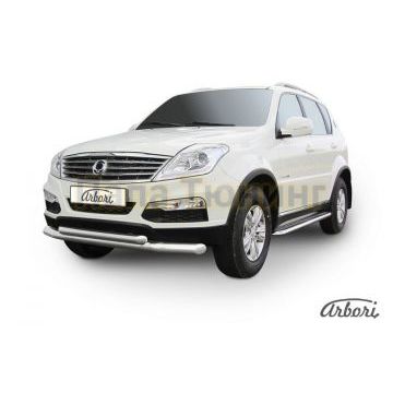 Защита передняя двойная 76-57 мм Slitkoff для SsangYong Rexton 3 2012-2015