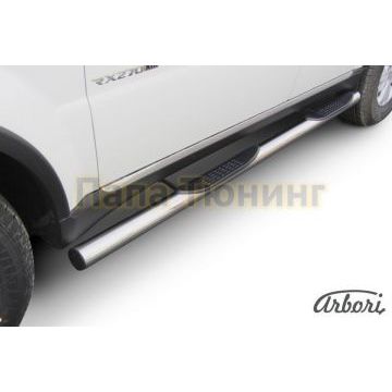 Пороги труба с накладками 76 мм Slitkoff для SsangYong Rexton 3 2012-2015