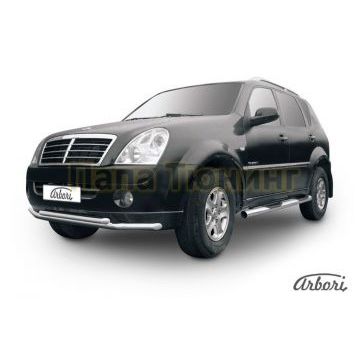 Защита передняя двойная 57-57 мм Slitkoff для SsangYong Rexton 2 2010-2012