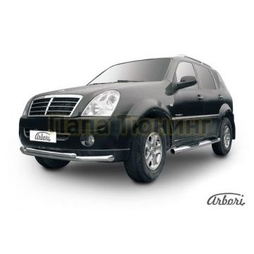 Защита передняя двойная 76-57 мм Slitkoff для SsangYong Rexton 2 2010-2012