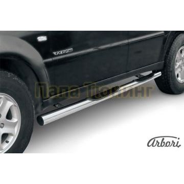 Пороги труба с накладками 76 мм Slitkoff для SsangYong Rexton 2 2010-2012