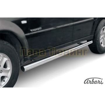 Защита штатных порогов труба 76 мм Slitkoff для SsangYong Rexton 2 2010-2012