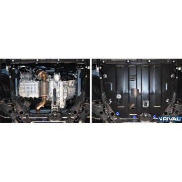 Защита картера и КПП Rival для 1,6 сталь 2 мм на передний привод для SsangYong Tivoli 2015-