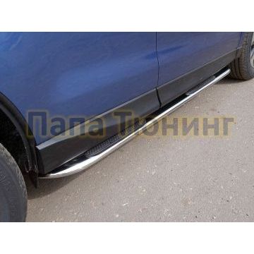 Пороги труба овальная с накладками гнутые 75х42 мм ТСС для Subaru Forester 2016-2018 Пороги труба овальная с накладками гнутые 75х42 мм ТСС для Subaru Forester 2016-2018