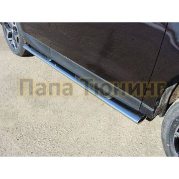 Пороги труба овальная с накладками 120х60 мм ТСС для Subaru Forester 2016-2018 Пороги труба овальная с накладками 120х60 мм ТСС для Subaru Forester 2016-2018