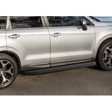 Пороги алюминиевые Rival Black-Premium для Subaru Forester 2013-2018