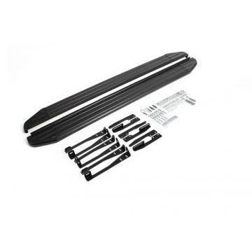 Пороги алюминиевые Rival Black-Premium для Subaru Forester 2013-2018