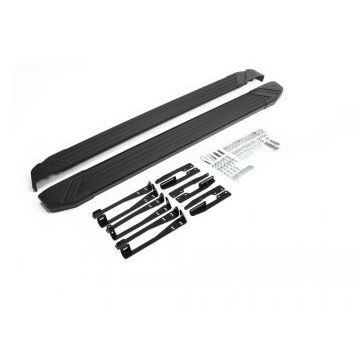 Пороги алюминиевые Rival Black Start для Subaru Forester 2013-2018