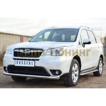 Пороги с площадкой алюминиевый лист d42 РусСталь для Subaru Forester SJ 2013-2016