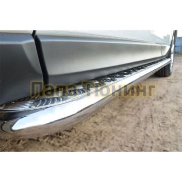 Пороги с площадкой алюминиевый лист d42 РусСталь для Subaru Forester SJ 2013-2016