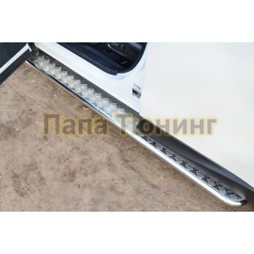 Пороги с площадкой алюминиевый лист d42 РусСталь для Subaru Forester SJ 2013-2016