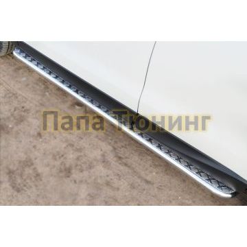 Пороги с площадкой алюминиевый лист d42 РусСталь для Subaru Forester SJ 2013-2016