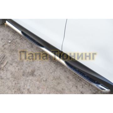 Пороги труба с накладками d76 вариант 1 РусСталь для Subaru Forester SJ 2013-2016