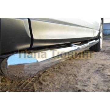 Пороги труба с накладками d76 вариант 1 РусСталь для Subaru Forester SJ 2013-2016