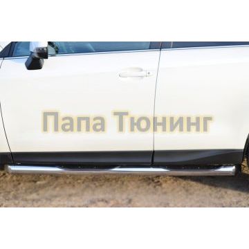 Пороги труба с накладками d76 вариант 1 РусСталь для Subaru Forester SJ 2013-2016