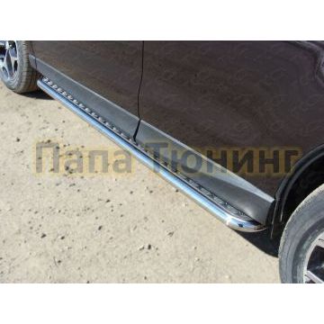 Пороги с площадкой алюминиевый лист 42 мм ТСС для Subaru Forester SJ 2013-2016 Пороги с площадкой алюминиевый лист 42 мм ТСС для Subaru Forester SJ 2013-2016