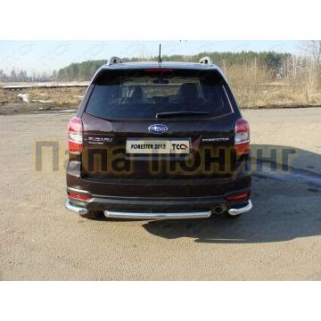 Защита заднего бампера центральная 60 мм ТСС для Subaru Forester SH 2008-2013