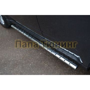 Пороги труба овальная с проступью 75х42 мм РусСталь для Subaru Forester SH 2008-2013