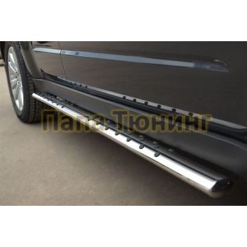 Пороги труба овальная с проступью 75х42 мм РусСталь для Subaru Forester SH 2008-2013