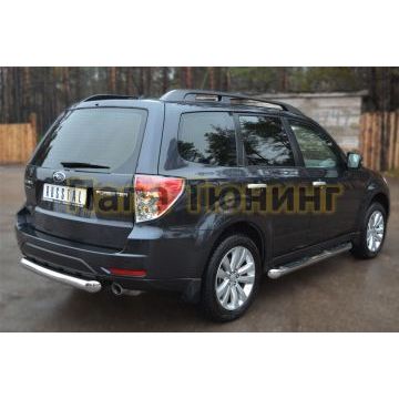 Пороги труба d76 с накладками 1 вариант РусСталь для Subaru Forester SH 2008-2013