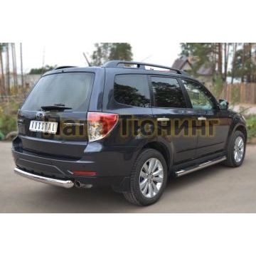 Пороги труба d76 с накладками 2 вариант РусСталь для Subaru Forester SH 2008-2013