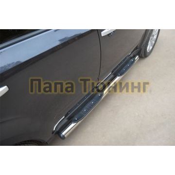 Пороги труба d76 с накладками 2 вариант РусСталь для Subaru Forester SH 2008-2013