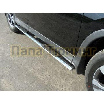 Пороги труба овальная с накладками 75х42 мм ТСС для Subaru Forester SH 2008-2013 Пороги труба овальная с накладками 75х42 мм ТСС для Subaru Forester SH 2008-2013