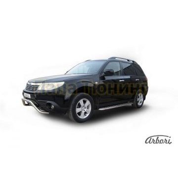 Пороги с площадкой алюминиевый лист 42 мм Slitkoff для Subaru Forester 2008-2013 Пороги с площадкой алюминиевый лист 42 мм Slitkoff для Subaru Forester 2008-2013