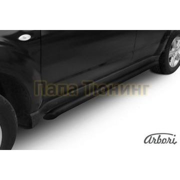 Защита штатных порогов чёрная сталь труба 57 мм Slitkoff для Subaru Forester 2008-2013