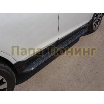 Пороги алюминиевые ТСС с накладкой чёрные для Subaru Outback 2015-2021 Пороги алюминиевые ТСС с накладкой чёрные для Subaru Outback 2015-2021