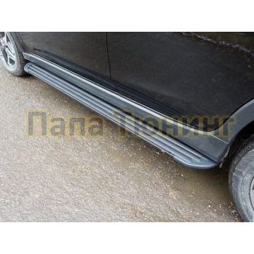 Пороги алюминиевые Slim Line Black ТСС для Subaru XV 2017-