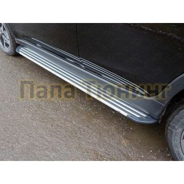 Пороги алюминиевые Slim Line Silver ТСС для Subaru XV 2017-