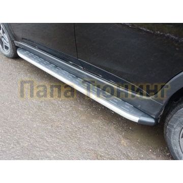 Пороги алюминиевые ТСС с накладкой для Subaru XV 2017-