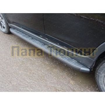 Пороги алюминиевые ТСС с накладкой чёрный карбон для Subaru XV 2017-