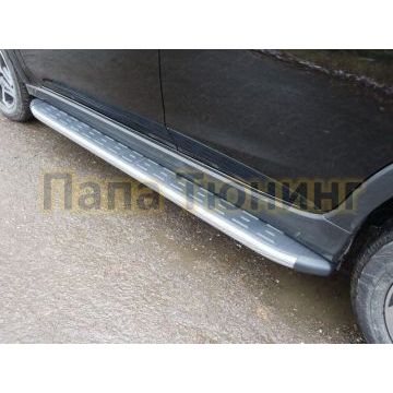 Пороги алюминиевые ТСС с накладкой серый карбон для Subaru XV 2017-