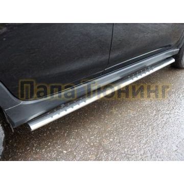 Пороги овальные с проступью 75х42 мм ТСС для Subaru XV 2017-